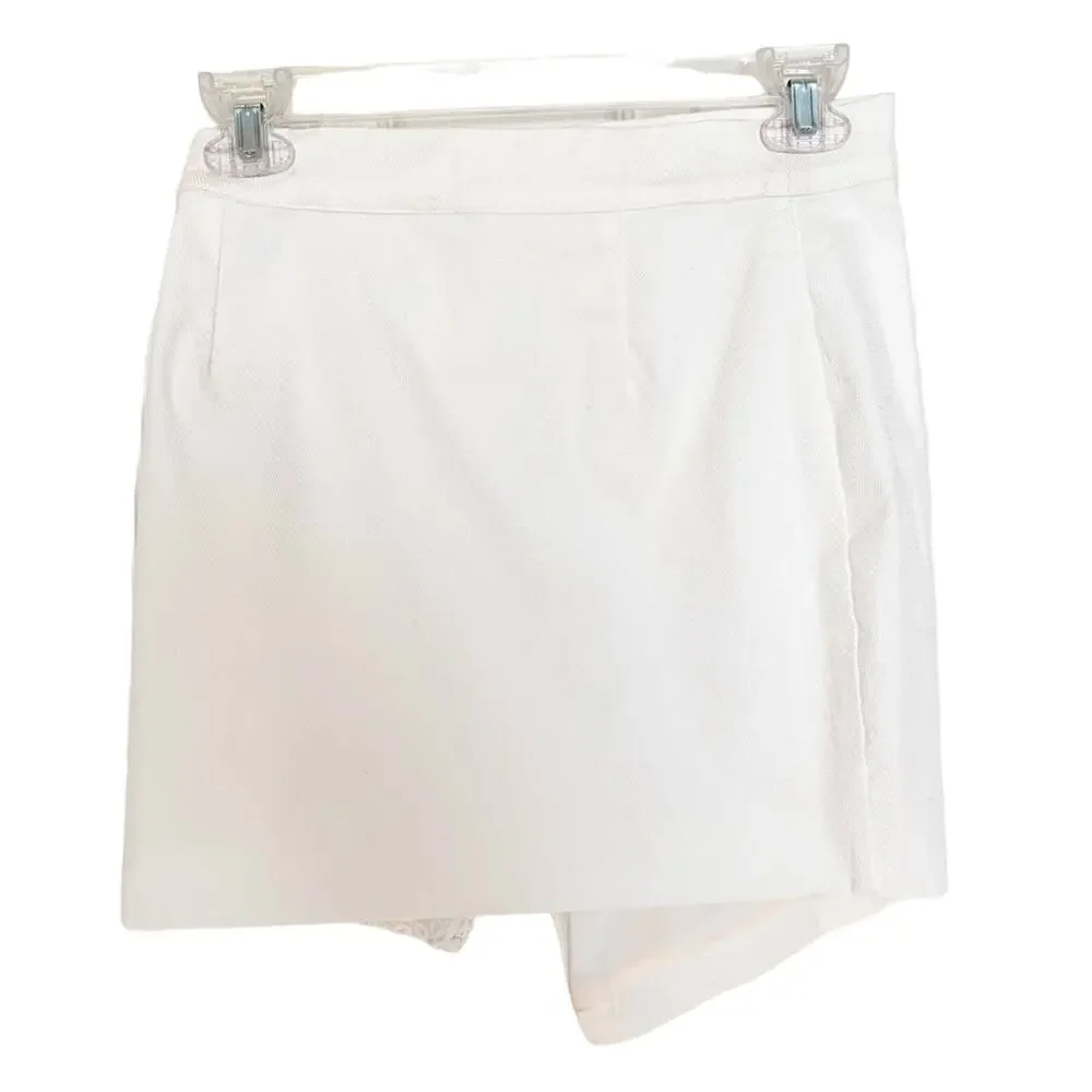 REVOLVE Line and Dot White Angled Zip Lace Pieced Skirt XS - Picture 5 of 9